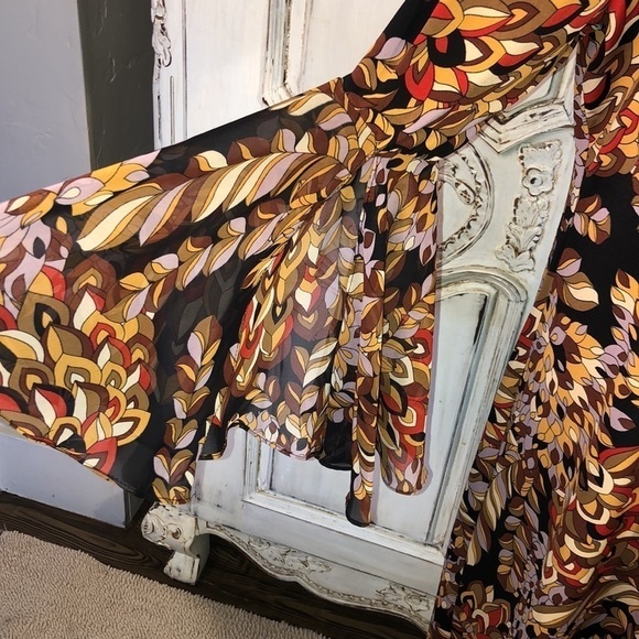 VINTAGE North Style  Scoop Neck Flounce Sleeves A line Jersey Knit Dress Size L - Picture 4 of 9